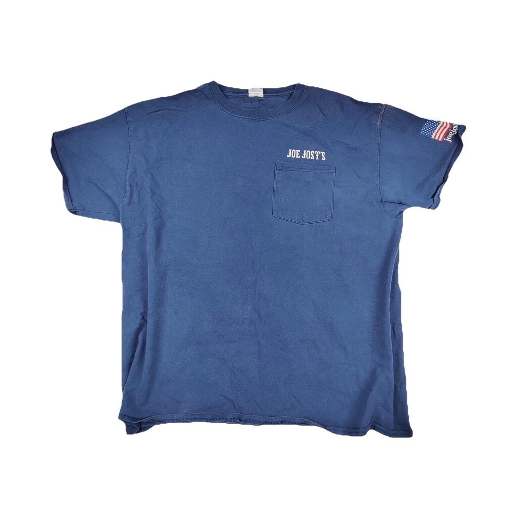 Joe Jost's Long Beach Shirt Mens XL Blue Short Sleeve Pocket Graphic Tee Beer